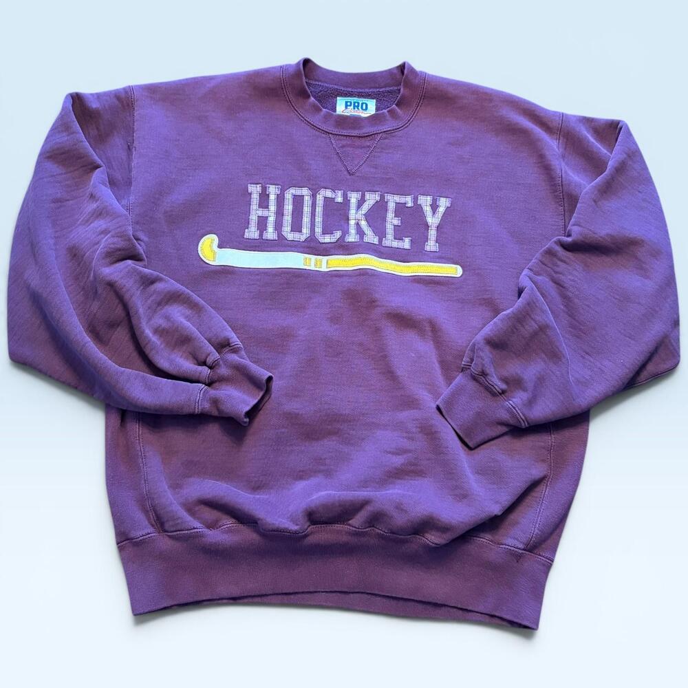 Vintage Russell Athletic Sweatshirt Mens Large Purple Hockey Stick USA 90s